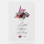 Boho Bourgondië en Navy wijnproeverij bruids welko Acryl Bord (Voorkant)