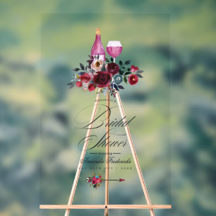 Boho Bourgondië en Navy wijnproeverij bruids welko Acryl Bord