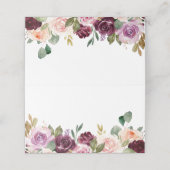 Boho Bourgondië en perzik bloemen herfst bruiloft Plaatskaartje (Buitenkant ongevouwen)