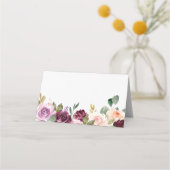 Boho Bourgondië en perzik bloemen herfst bruiloft Plaatskaartje (Achterkant)