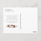 Boho Bourgondië en perzik bloemen Herfst dank u Briefkaart (Achterkant)