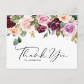 Boho Bourgondië en perzik bloemen Herfst dank u Briefkaart (Voorkant)