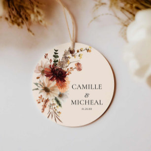Boho Bourgondië Floral bruiloft Bedankjes Labels