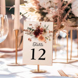 Boho Bourgondië Floral bruiloft Kaart<br><div class="desc">Verbeter uw boho-herfstbruiloft met deze charmante wildflower-tafelnummerborden. Perfect voor de bruid die van natuur houdt, deze borden zijn voorzien van warme herfsttinten en delicate wilde bloemen, en voegen een vleugje rustieke elegantie toe aan uw interieur. Personaliseer ze om bij uw thema te passen en gasten in stijl naar hun stoelen...</div>