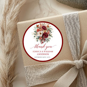 Boho Bourgondië Groene Huwelijkssticker Ontwerp Ronde Sticker