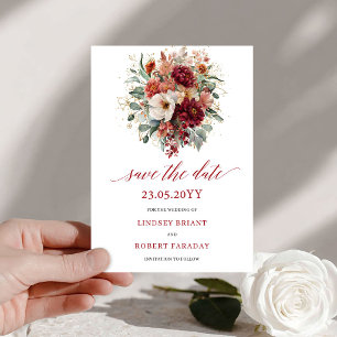 Boho Bourgondië Groenery Goud Save The Date Kaart