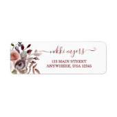 Boho Bourgondië herfst bloem bruiloft Label (Voorkant)