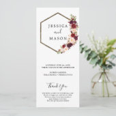 Boho Bourgondië huwelijksprogramma Programmakaart (Staand voorkant)