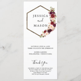 Boho Bourgondië huwelijksprogramma Programmakaart