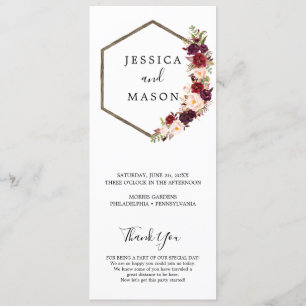 Boho Bourgondië huwelijksprogramma Programmakaart