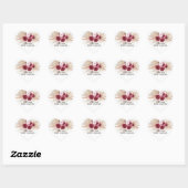 Boho Bourgondië Pampas Gras cupcake toppers Hart Sticker (Vel)