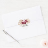 Boho Bourgondië Pampas Gras cupcake toppers Hart Sticker (Envelop)