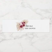 Boho Bourgondië Pampas Gras  Waterfles Etiket (Enkel label)