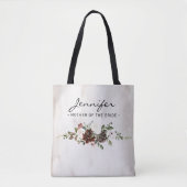 Boho Bourgondië Roze Bloemen Script Moeder van de Tote Bag (Voorkant)