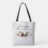 Boho Bourgondië Roze Bloemen Script Moeder van de Tote Bag (Achterkant)