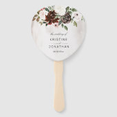 Boho Bourgondië Roze Rose Bloemen Trouwprogramma Handwaaier (Voorkant)