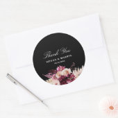 Boho Bourgondië Rozen zwart dank u Ronde Sticker (Envelop)