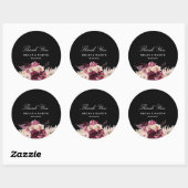 Boho Bourgondië Rozen zwart dank u Ronde Sticker (Vel)
