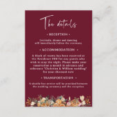 Boho Bourgondië Winter Vakantie Bruiloft Details Informatiekaartje (Voorkant)
