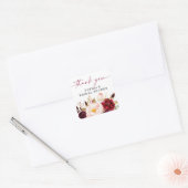 Boho Bourgondische Bloem Bruiloft Dank Je Vierkante Sticker (Envelop)