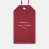 Boho Bourgondische Bloemrijke Wijnproeverij Bruids Cadeaulabel (Achterkant)