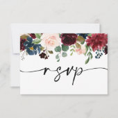 Boho Bourgondische bruiloft RSVP QR Code Kaart Notitiekaartje (Voorkant)