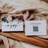 Boho Bourgondische bruiloft RSVP QR Code Kaart Notitiekaartje