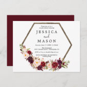 Boho Bourgondische koppels Douche Uitnodiging (Voorkant / Achterkant)