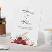 Boho Bourgondische Rozen Pampas Grass Wishes Reclamebord Met Voetstuk (Insitu)