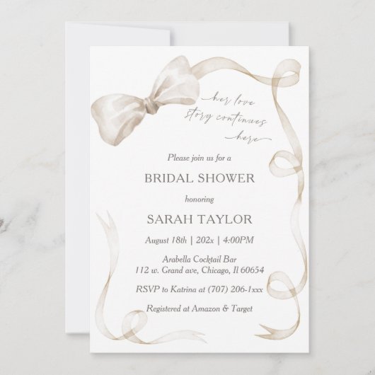 Boho Bow Bruids Douche Uitnodiging Sjabloon (Voorkant)