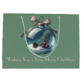 Boho  Bow & Ornament Kerstcadeau Tas Groot Cadeauzakje (Achterkant)