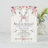 Boho Bows or Arrows Genderonthullingsfeest Kaart (Staand voorkant)