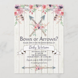 Boho Bows or Arrows Genderonthullingsfeest Kaart