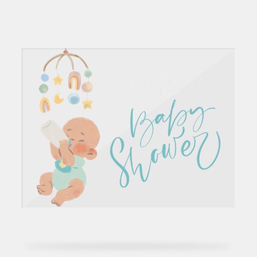 Boho boy baby shower acryl welkomstbord acryl bord (Voorkant)