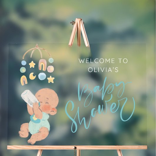 Boho boy baby shower acryl welkomstbord bord