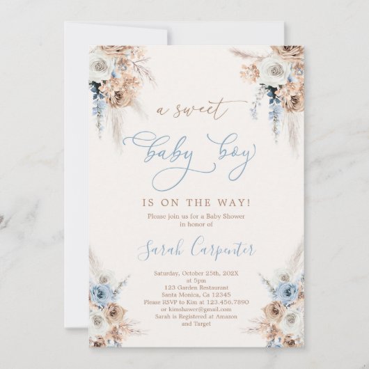 Boho Boy Baby shower Kaart (Voorkant)