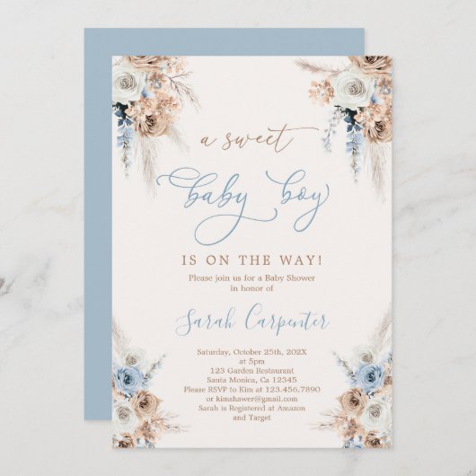 Boho Boy Baby shower Kaart (Voorkant / Achterkant)