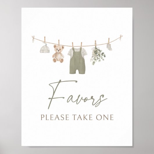 Boho Boy Babykleding Baby shower Favors Sign Poster (Voorkant)