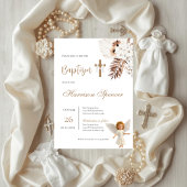 Boho Boy Baptism Invitation  Kaart