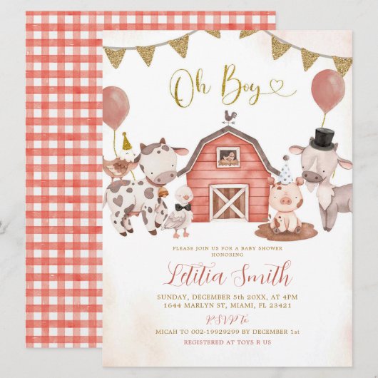 Boho Boy Boerderij Baby shower Kaart (Voorkant / Achterkant)