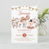 Boho Boy Boerderij Birthday Uitnodiging (Staand voorkant)