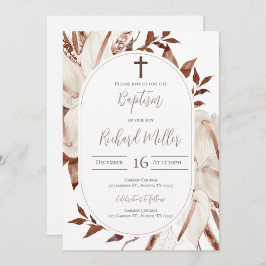 Boho Boy Doop Uitnodiging (Voorkant / Achterkant)