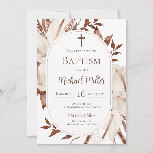 Boho Boy Doop Uitnodiging (Voorkant)