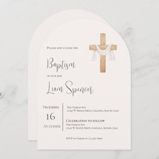 Boho Boy Doop Uitnodiging (Voorkant / Achterkant)