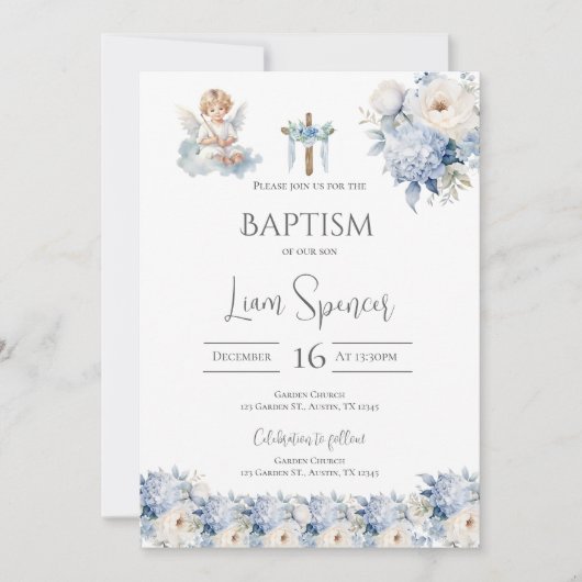 Boho Boy Doop Uitnodiging (Voorkant)