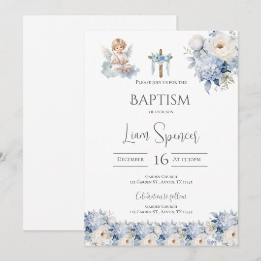 Boho Boy Doop Uitnodiging (Voorkant / Achterkant)