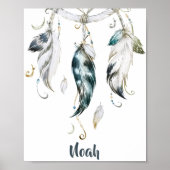 Boho Boy Feather Dream Catcher Wall Art Poster (Voorkant)