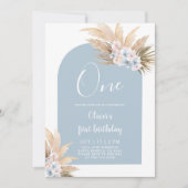 Boho Boy First Birthday Party Invitation Kaart (Voorkant)