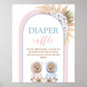 Boho Boy Girl Twins Beer Diaper Raffle-bord Poster (Voorkant)