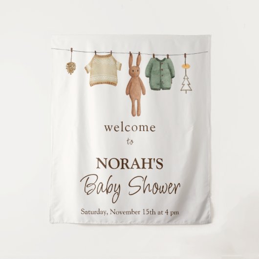 Boho Boy Kleding Baby shower Welkomstbord Wandkleed (Voorkant)